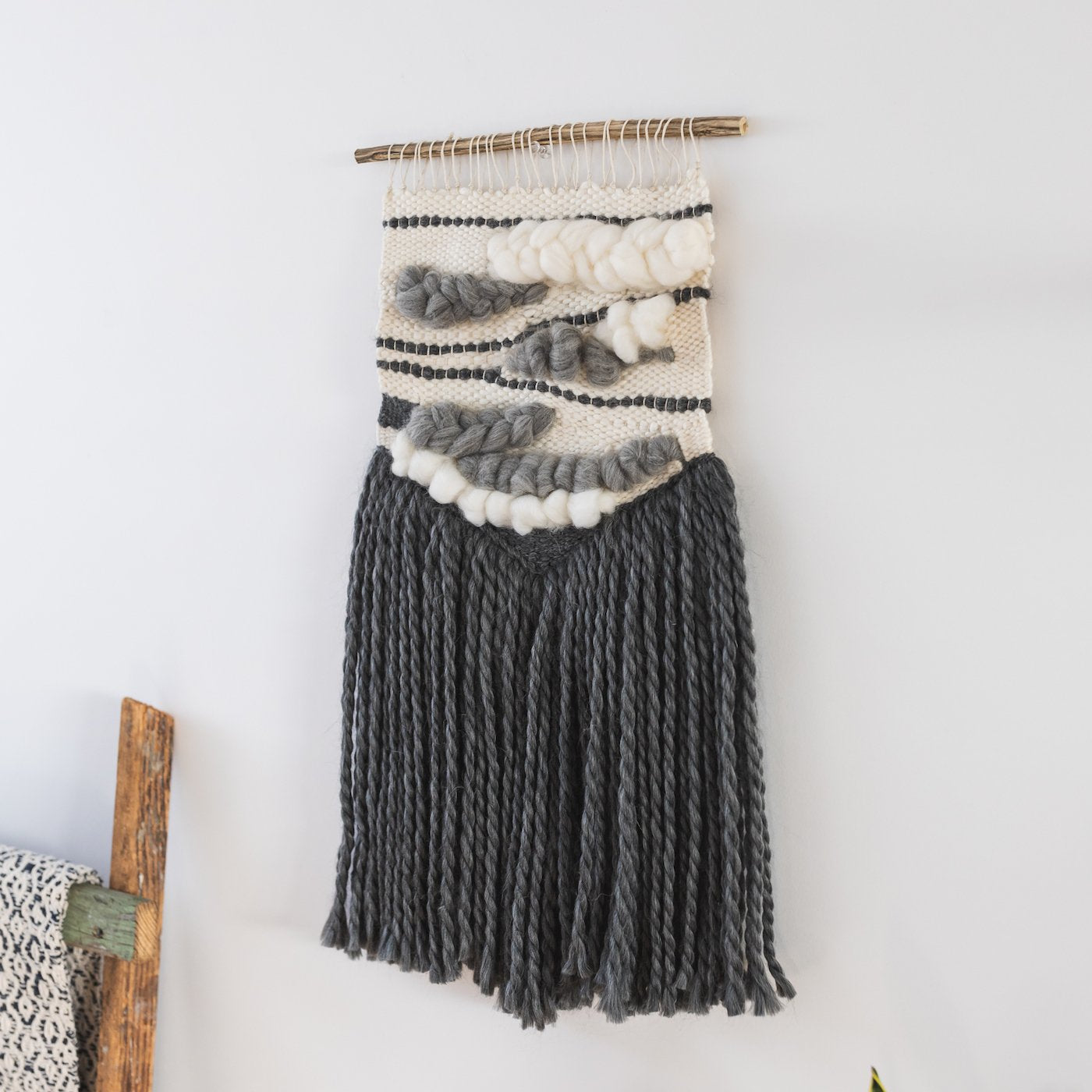 Black and white woven wall online hanging